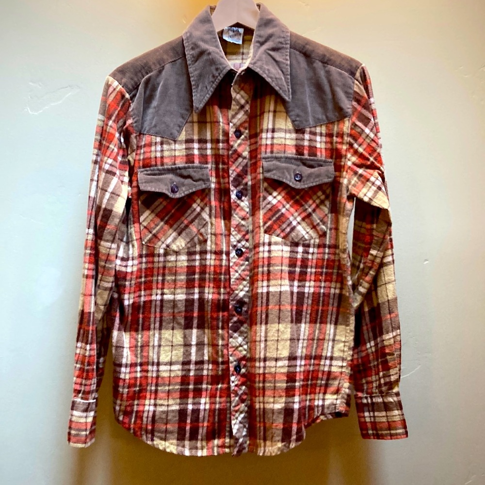 Vintage Button down Flannel with Corduroy